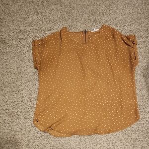 Maurices Tan Polka Dot Blouse